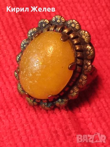 СТАРИНЕН ЮВЕЛИРНА РЪЧНА МАЙСТОРСКА ИЗРАБОТКА АРТ-ДЕКО БРОНЗОВ ПРЪСТЕН с ЖЪЛТ КАТАЛИН 21631, снимка 18 - Антикварни и старинни предмети - 32552868