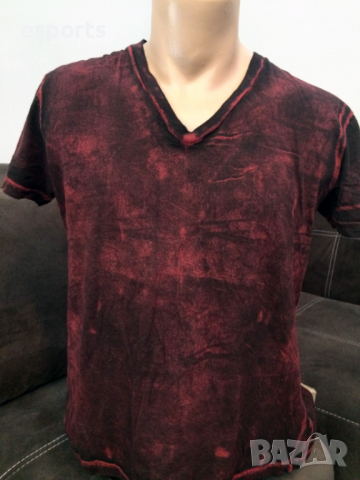 Мъжка тениска AFFLICTION Standard Series (стандартна серия) Burgundy Red Distressed Lava Wash S Smal, снимка 5 - Тениски - 25983043