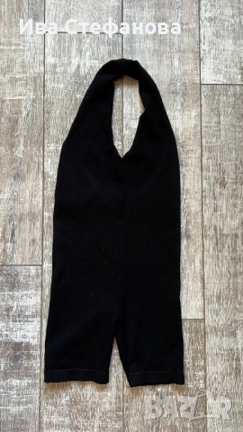 Нов спортно елегантен ежедневен вискоза къс гащеризон еластичен черен Alice Evis 