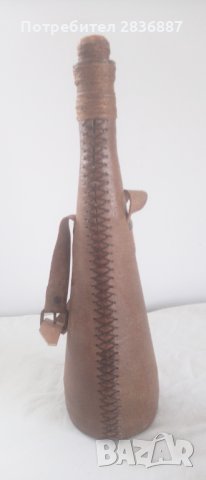 Красива битова бутилка за ракия обвита в кожа с дръжка, снимка 5 - Други - 33085184