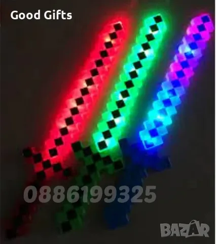 Детски светещ и музикален меч Майнкрафт, Minecraft диамантен меч, снимка 2 - Музикални играчки - 47287211