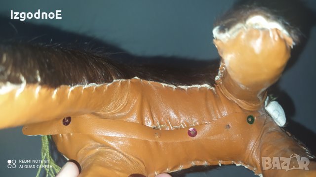 Голяма кожена фигура камила с косъм, снимка 2 - Статуетки - 43134790