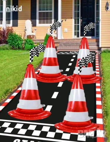 Пътен знак конус рали фолио фолиев балон хелий или въздух парти рожден ден, снимка 3 - Други - 48872693