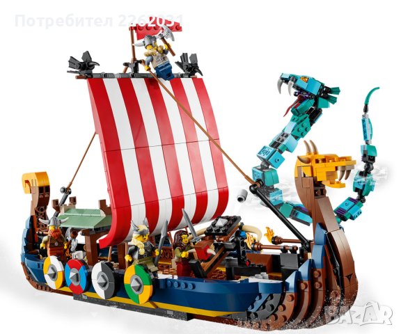 LEGO® Creator 31132 - Viking Ship - Викингски кораб и Змията на Мидгард, снимка 2 - Конструктори - 43484685
