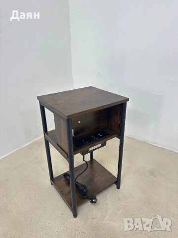 Нощно шкафче с вграден контакт VASAGLE, снимка 6 - Шкафове - 52719463