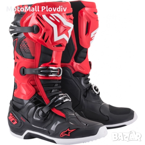 Мотокрос ботуши ALPINESTARS TECH 10-BLACK/WHITE/RED, снимка 2 - Аксесоари и консумативи - 51471846