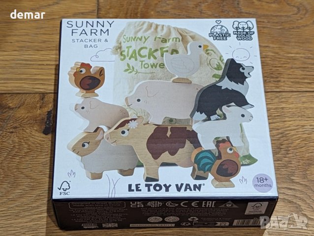  Le Toy Van Дървена играчка за подреждане, селскостопански животни, снимка 7 - Образователни игри - 43114988
