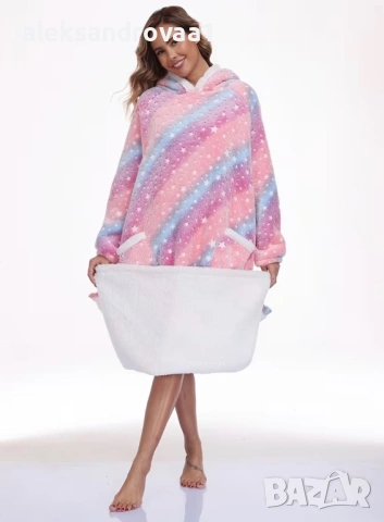 Одеяло-халат с качулка – супер топло - шерпа полар, снимка 5 - Туники - 53234320