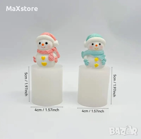 2 броя снежен човек комплект силиконов молд форма свещи гипс сапун смола шоколад , снимка 4 - Форми - 52509654