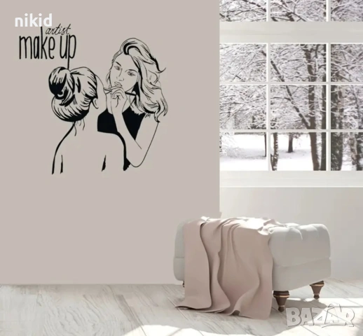 make up стикер постер самозалепващ лепенка за салон грим козметика стена, снимка 2 - Други - 53215569