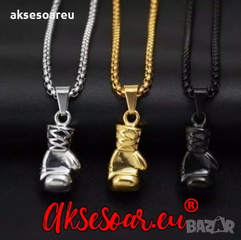 Колие боксова ръкавица верига от неръждаема стомана боксьорска ръкавица за мъже мъжки хип-хоп спортн, снимка 8 - Колиета, медальони, синджири - 38282214