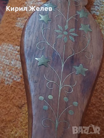 Вилица голяма дървена с Бронзови флорални орнаменти - набивки сувенир 41520, снимка 12 - Декорация за дома - 43151872