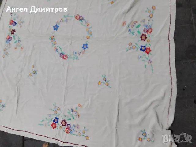 Голяма покривка бродерия , снимка 5 - Антикварни и старинни предмети - 47984478