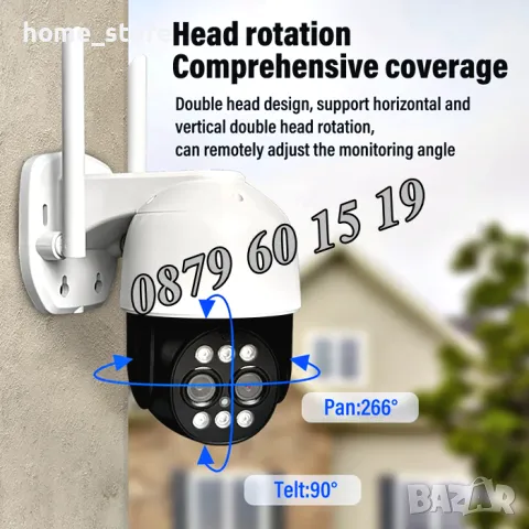Въртяща IP безжична камера външен монтаж 8MPX с двойна леща, снимка 7 - IP камери - 50091376