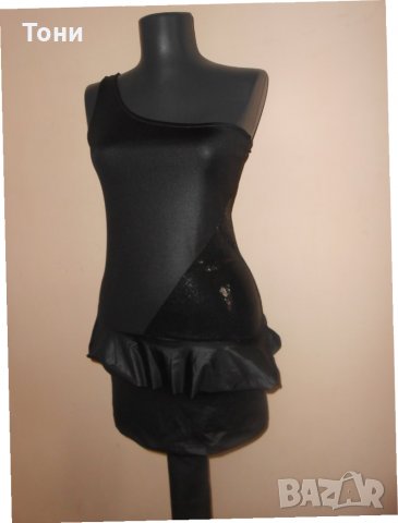 Еластична черна рокля с едно рамо , снимка 3 - Рокли - 28754706