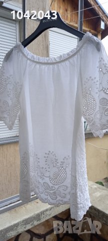 Бяла блуза памук S, снимка 5 - Ризи - 37914511