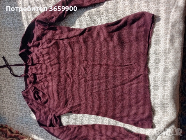Дамска блуза, размер S-M, бордо, снимка 4 - Блузи с дълъг ръкав и пуловери - 53535494