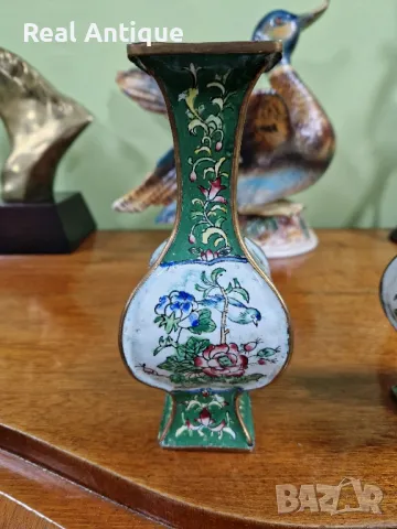 Чифт редки антикварни колекционерски китайски вази Клоазоне- Маркировки , снимка 8 - Антикварни и старинни предмети - 49009862