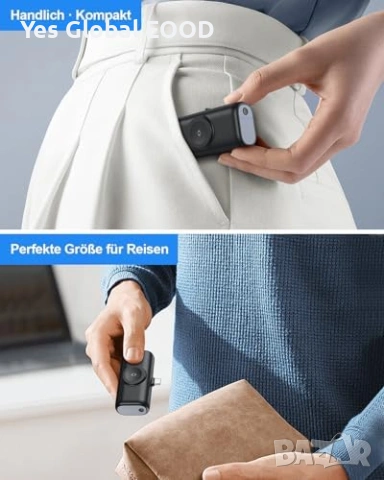 Мини power bank 5000mAh 3-в-1 за Samsung и iPhone USB-C, снимка 7 - Резервни части за телефони - 53338228