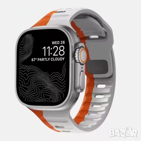 Силиконова каишка Apple Watch Ultra – 49mm, 45, 44, 42 Grey Orange