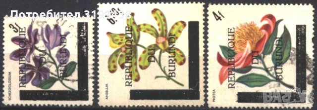 Клеймовани марки Флора Цветя Надпечатки 1967 от Бурунди, снимка 1 - Филателия - 37228877