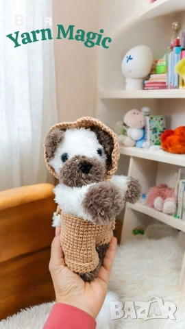 Ръчно плетено кученце, снимка 5 - Плюшени играчки - 52003839