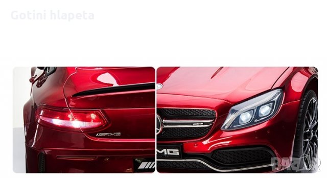 Акумулаторна кола Mercedes Benz C63 AMG, 12V, с меки гуми,, снимка 8 - Детски велосипеди, триколки и коли - 33329610