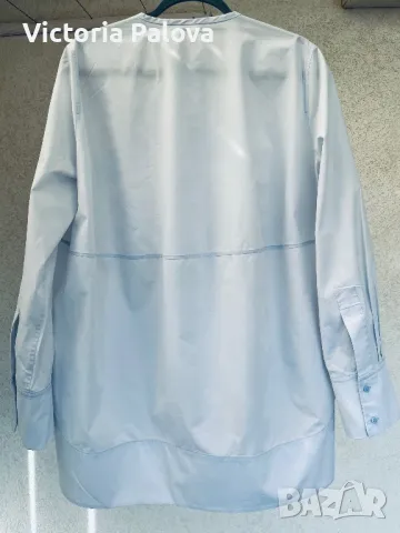 COS Швеция плътна небесносиня риза овърсайз, снимка 6 - Ризи - 47362363