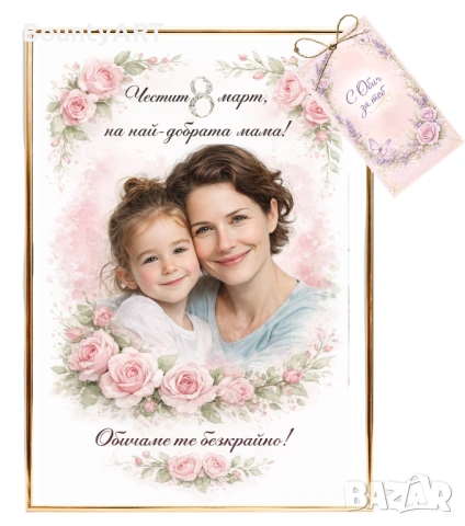 Персонализиран постер/портрет за 8 март. Подарък за най-любимата жена