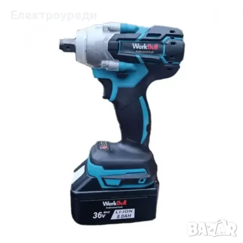 Немски ПРОМО Комплект Комбиниран Гайковерт-Винтоверт и Безчетков Ъглошлайф WerkBull 36V 8Ah, снимка 5 - Други инструменти - 47605767