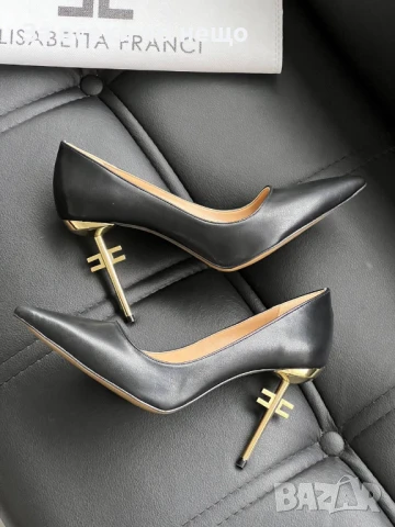 Elisabetta Franchi Дамски Черни Кожени Обувки С Метален Ток Елизабета Фенчи Код E518