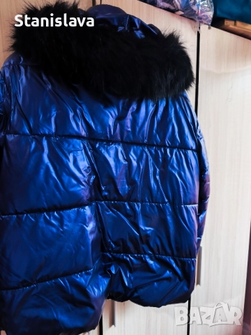 Дамско яке син металик. Зимно яке, снимка 2 - Якета - 52201555