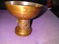 Медна купа винтидж за 1-во място от турнир по бридж в София 1989г Н-100мм и фи 100мм, снимка 3