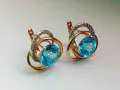 Руски златни обеци с естествен топаз, снимка 3