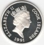 Cook Islands-50 Dollars-1991-KM# 119-Peregrine Falcon-Silver Proof, снимка 2