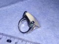 ЕФЕКТЕН СРЕБРИСТ МЕСИНГОВ ВИНТИДЖ МОДЕЛ ПРЪСТЕН с ШЛИФОВАН МИНЕРАЛ 36606, снимка 12