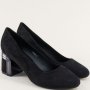 Черни официални обувки със среден ток, велур, снимка 3