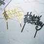 Happy birthday злстен черен подвит пластмасов топер за торта украса рожден ден, снимка 1 - Други - 40760971