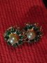 СТАРИННИ БРОНЗОВИ ФИЛИГРАННИ ПОЗЛАТЕНИ СКЪПОЦЕННИ АР ДЕКО ПЕРЛЕНИ ОБЕЦИ с ФАСЕТ КАМЪНИ ПЕРИДОТ 24426, снимка 12