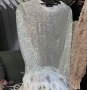 PACY PARAPANOVA рокля в сребрист цвят с пера, снимка 2