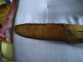 Ловен нож от соца калъф естествена кожа метален гард ръчно правен от майстор с инициали нов , снимка 14