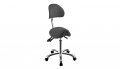 Козметичен/фризьорски стол - табуретка с облегалка Noble 59/78 см - бяла/сива/черна, снимка 3