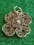 Старинна филигранна сребърен медальон четирилистна детелина ръчна изработка 28315, снимка 2