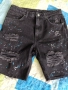 Мъжки къси дънки черни накъсани със пръски, снимка 2