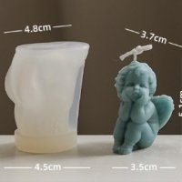 3D Ангел в 4 пози силиконов молд форма калъп фондан гипс смола свещ сапун пита декор, снимка 2 - Форми - 38159300