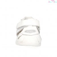 Бебешки сандали за момиче от Естествена кожа, бели с брокатено сърце BUBBLE KIDS, снимка 8 - Детски сандали и чехли - 37161854
