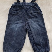 Ватирани дънки с тиранти H&M 6-9 месеца, снимка 4 - Бебешки дънки - 27565370
