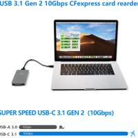 Четец на карти CFexpress USB 3.1 Gen 2 10Gbps CFExpress Reader, алуминиев ,Thunderbolt 3, снимка 4 - Чанти, стативи, аксесоари - 34830560