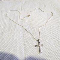 сребърен синджир с кръст, православен кръст с камъни - притежавайте този медальон и нека божията сил, снимка 2 - Колиета, медальони, синджири - 33315352