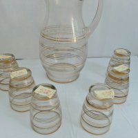 Стъклена кана и чаши  53г, снимка 4 - Антикварни и старинни предмети - 27012333